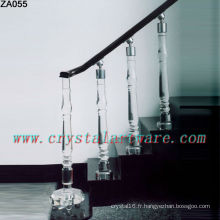 Rampe d’escalier de cristal avec l’acier inoxydable